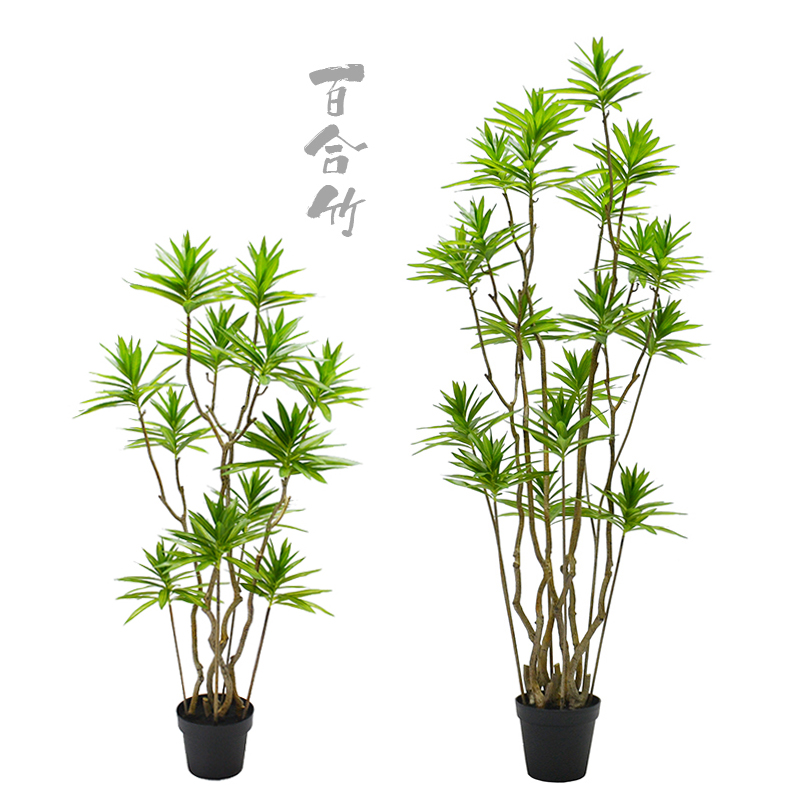 Simulated lily bamboo short-leaf bamboo banana dragon blood tree fake green plant potted indoor simple living room porch decoration