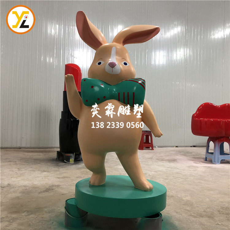 Glass Fiber Resin Colored Drawing Cartoon Sculpture Simulation Animal Rabbit 8 Gothic Peter Rabbit Bullet Paparazzi