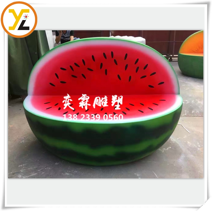 Manufacturer customized glass fiber watermelon seat Sculpture Fruit Casual Chair Glass Fiber Fruit Styling Leisure Chair