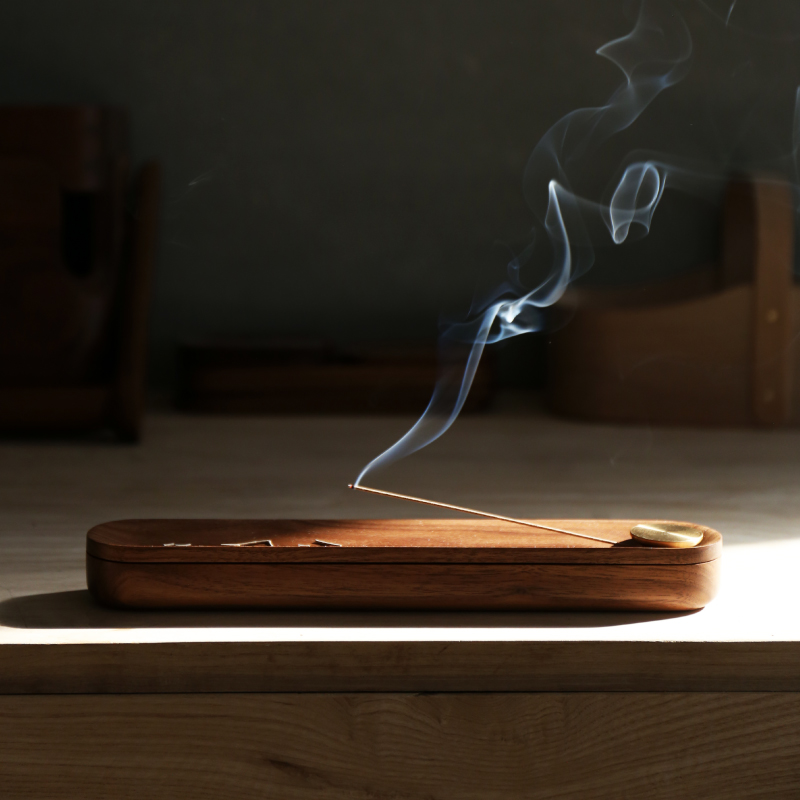 One line incense box otherwise otherwise] black walnut brass solid wood incense insert incense burner incense board