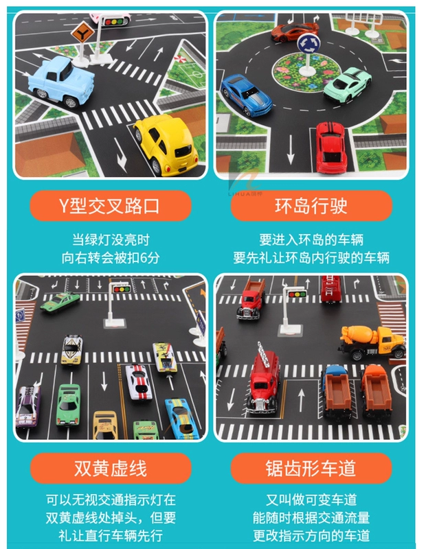 Trẻ em cảnh đô thị giao thông bản đồ đường mẫu giáo dạy học phiên bản xe đồ chơi xe đậu xe trò chơi pad - Chế độ tĩnh