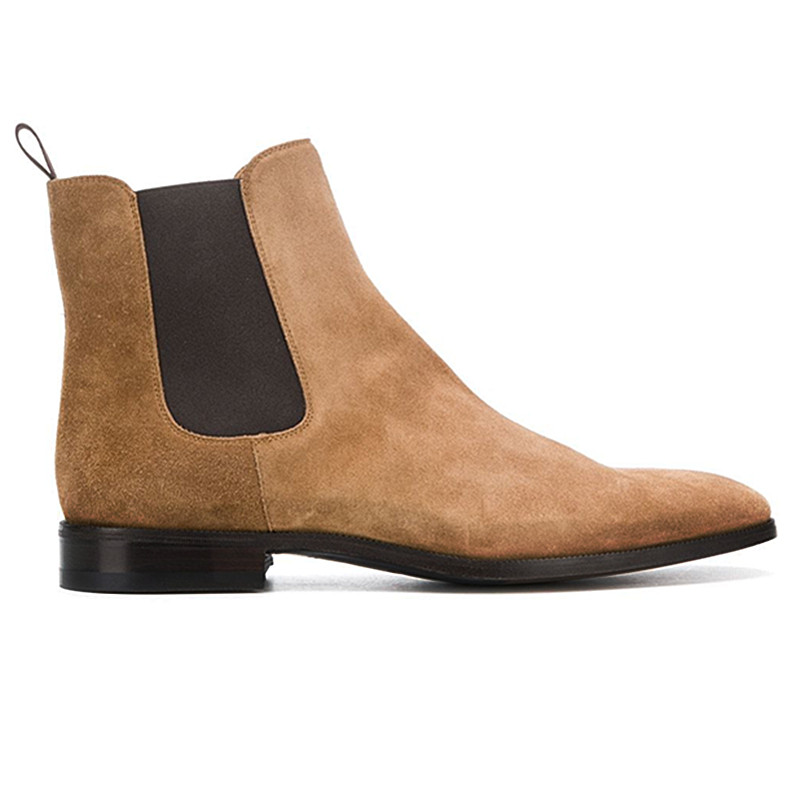 Chelsea boot male one foot pedal short boot tip CHELSEA BOOT Inron frosted genuine leather 100 lap Martin boots