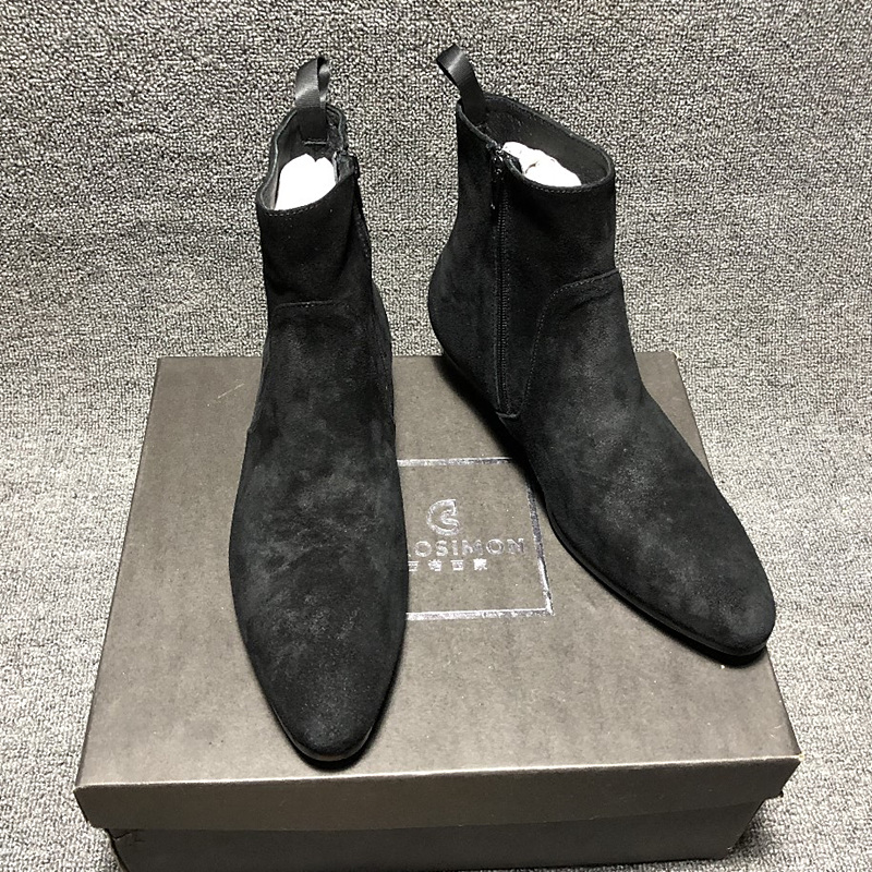 Chelsea Boots Man Genuine Leather Inellen Wind Pointed Short Boots CHELSEA BOOT New Zipped Men Boots Tide Boots-Taobao