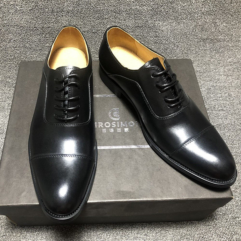 Three-joint derby men's shoes Korean version of British leather casual business formal leather shoes Oxford pointed shoes men's trendy shoes