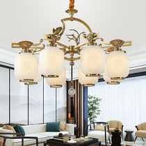 Modern new Chinese all-copper chandelier Chinese style Zen flower and bird living room dining room study villa complex building chandelier