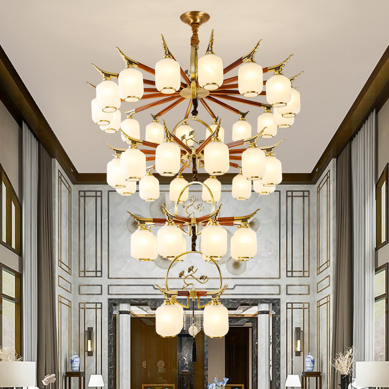 Modern New Chinese All-copper Chaldeng Redwood Yunstone Living Room Restaurant China Fengdu Building Villa Hall Chancellor