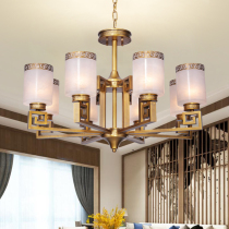 New Chinese all-copper chandelier modern simple marble lamp living room Hall dining room bedroom study small duplex chandelier