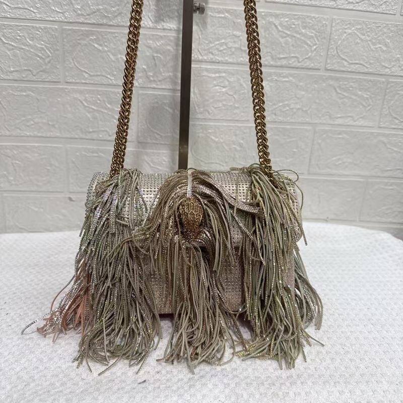 Foreign Trade Surplus British Eagle Fashion Women's Bag, High-End Full Diamond Tassel Chain Bag, Shoulder Crossbody Bag