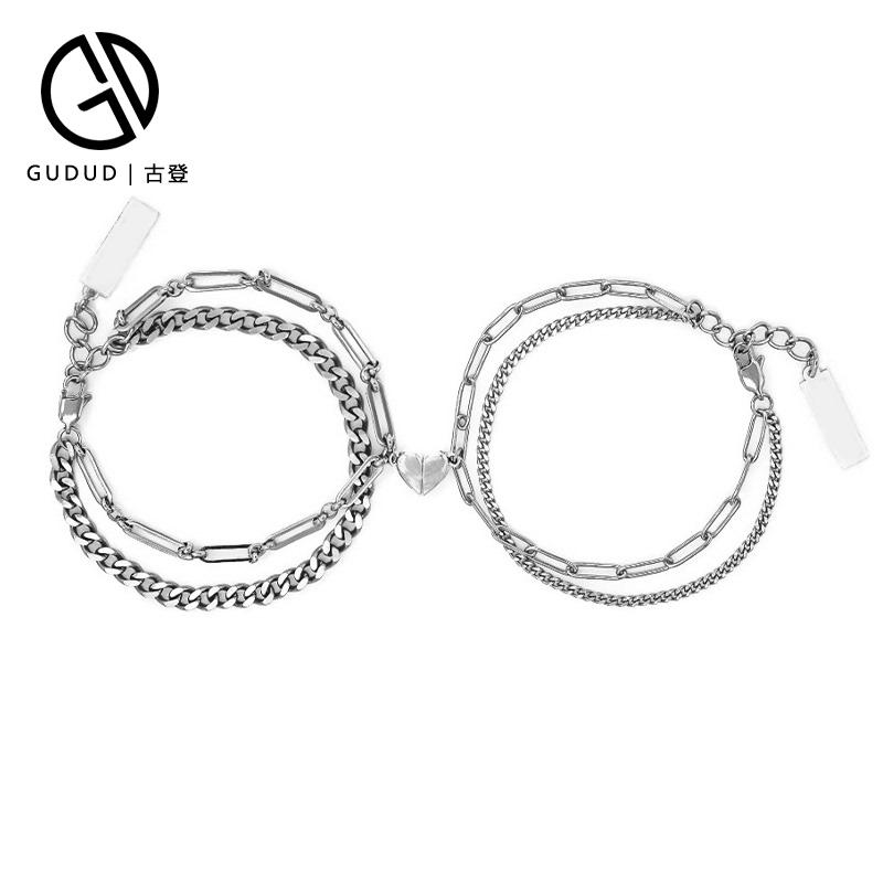 Official Genuine Heart-Pounding Bracelets for Couples, a Great Gift with Magnetic Heart-Shaped Pieces That Attract Each Other, Birthday Engraving Gift