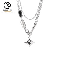 Official genuine Wang Jiaer's same double -layer star mange necklace men's tide high -level sensor wearing versatile pendant sweater chain