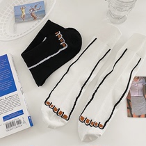 Prank Cartoon Little Feet Girl Socks Women Midbarrel Socks ins Chains Chaoty Black white day Lovely South Korean girls stockings