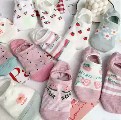 Suit socks women's socks ins tide pure cotton shallow mouth summer thin Korean version of cute Japanese invisible socks cotton