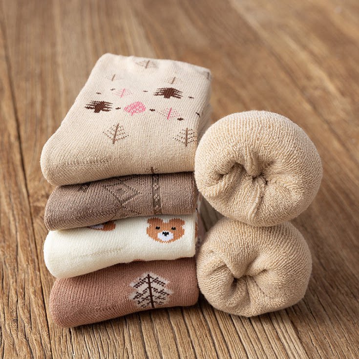 Cute Little Bear Gross Lap Socks Autumn Winter Thickened Garnter Warm Ins Chaoges Students Socks Female Midbarrel Socks