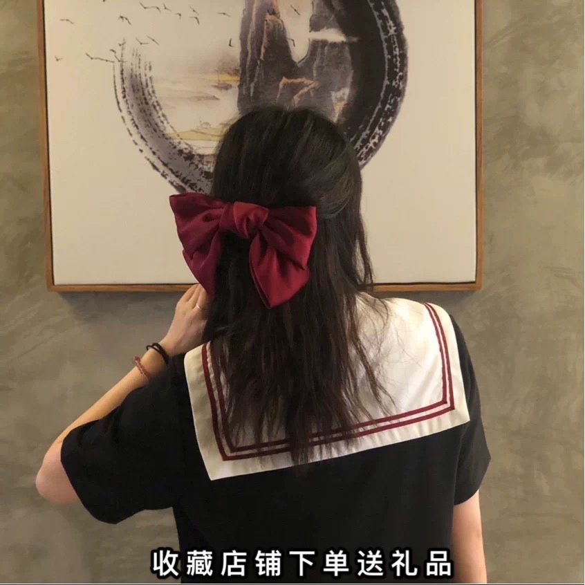 Day series lolita retro red large butterfly knot hair clip Korean version headgear Rear Skull Spoon Hair Accessories Spring Hairpin Woman