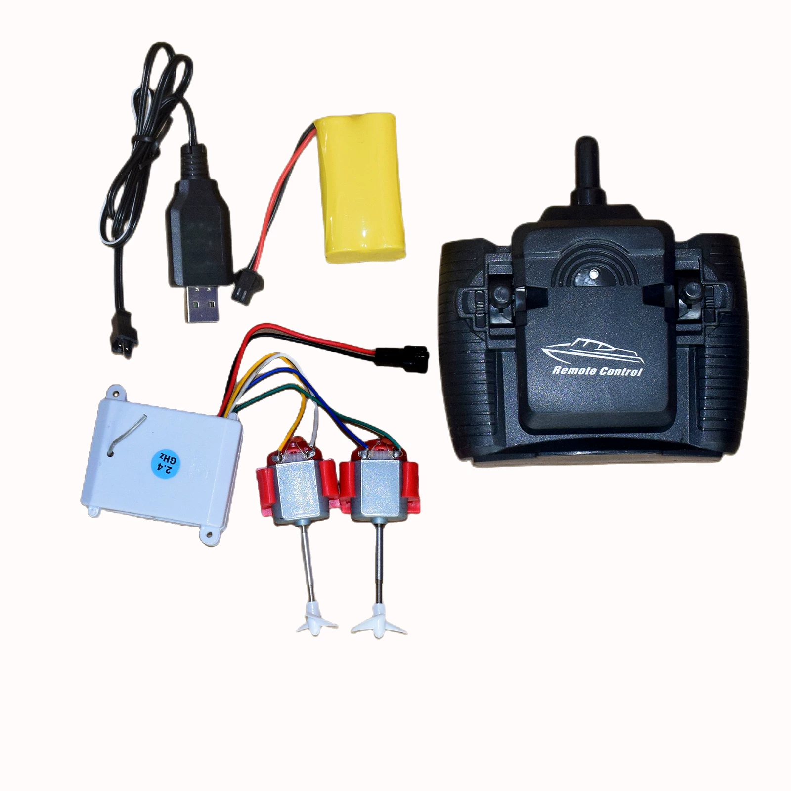Speedboat with accessories, ship model, controller, set handmade for experiments, circuit, science and technology