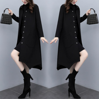 2025 Spring New Plus Size Women's Clothing Loose Slimming Coat Casual Fashion Mid-Length Black Trench Coat for Women