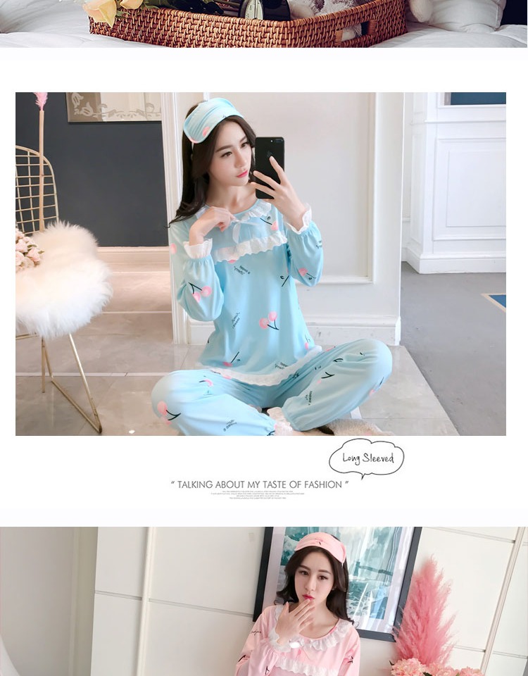 Phiên bản Hàn Quốc của bộ đồ ngủ mới dành cho nữ mùa thu đông và cotton dài tay ngọt ngào và đáng yêu có thể mặc bên ngoài bộ vest xuân nữ bộ jum đẹp
