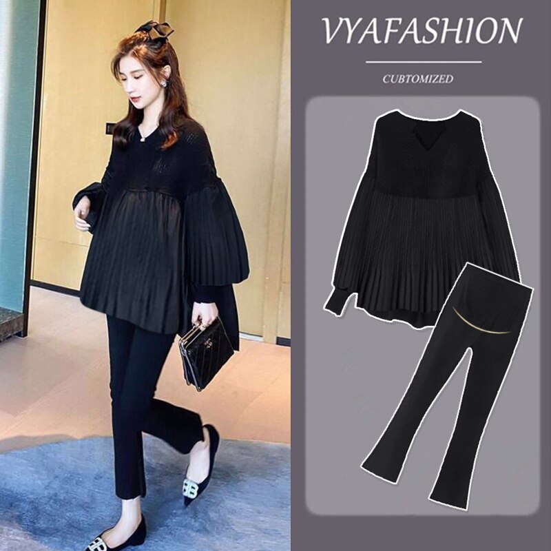 Pregnant women's clothing suit 2022 new HKC fashion pregnant women's tops loose A - word Pomponne doll shirts