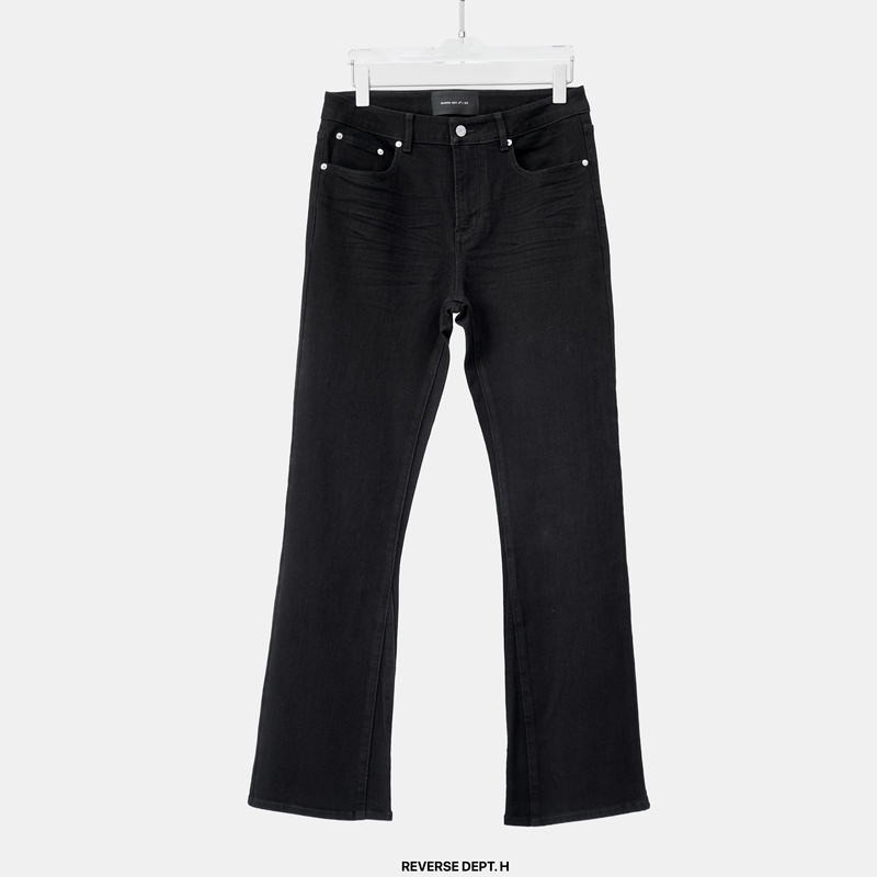 Reverse Dept H | Imported Stretch Black Denim Slim Fit Bootcut Pants for Men Reverse Dept H | Imported Stretch Black Denim Slim Fit Bootcut Pants for Men