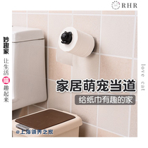 Adoption home wall-mounted telescopic roll paper holder cat roll paper tube bathroom nail-free no trace Magic power sticker tissue holder