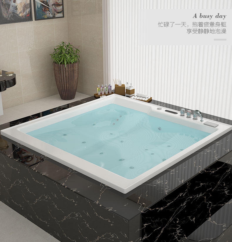 Double bathtub embedded acrylic intelligent constant temperature heating surfing massage luxury villa super large bath