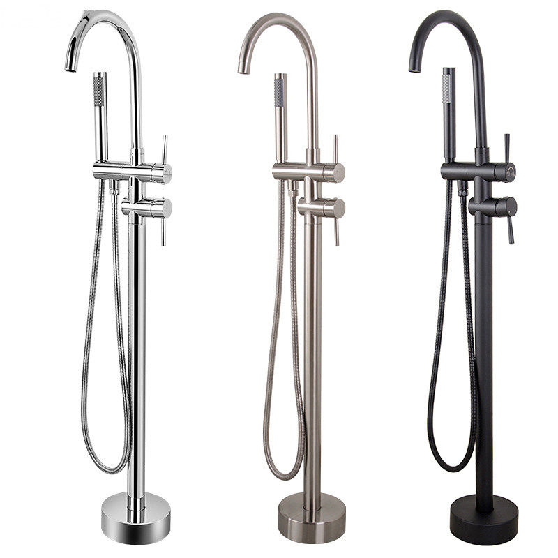 Floor leading bathtub shower shower head suit European-style rotating hot and cold water double take the shower gold black