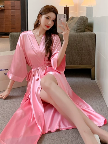 Летний шелковый кружевной банный халат, изысканный стиль