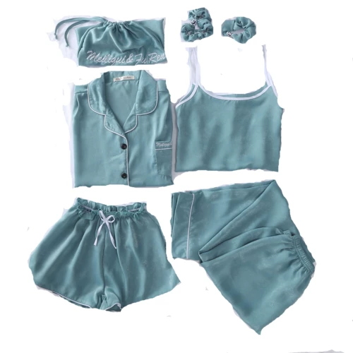 Пижама, шелковый комплект, шорты, милые штаны, сексуальный тонкий кардиган, эффект подтяжки