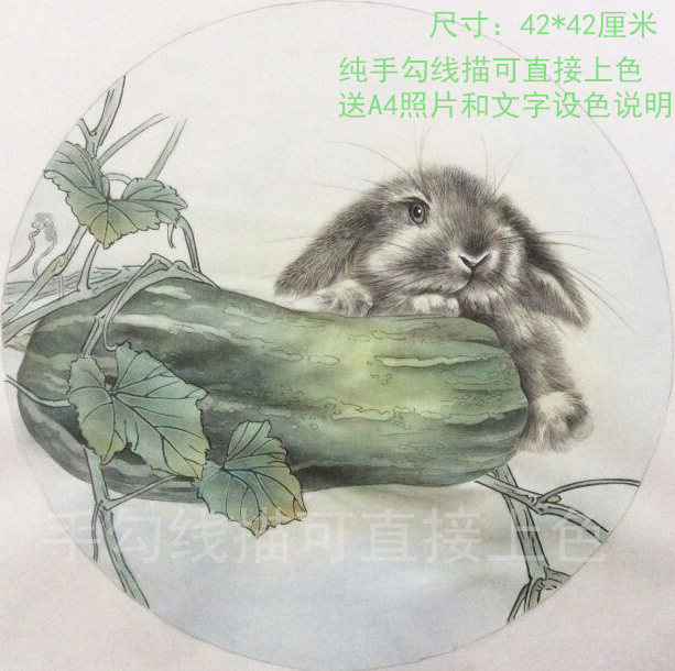 (Gongbi painting hand-painted white sketch)Background custom homework painting Gongbi painting flowers and birds painting Chinese painting(three pieces