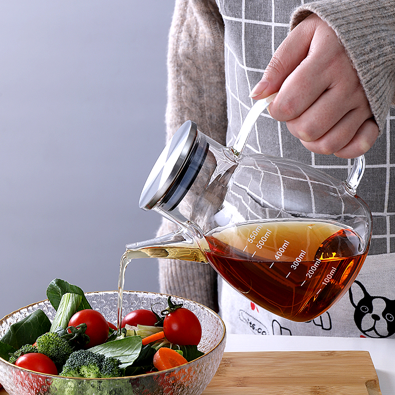 German glass oil pot leak-proof oil bottle soy sauce seasoning bottle kitchen household seasoning small oil and vinegar tank large capacity oil tank - Taobao