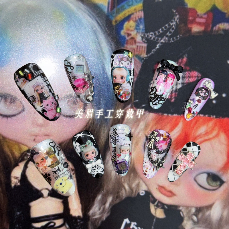 Vintage Doll-Style Nail Art Dreamcore Y2K Niche Original Material Y3K Japanese Style Vintage Doll-Style Nail Art Dreamcore Y2K Niche Original Material Y3K Japanese Style