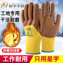 Xingyu gloves mens winter work Xingyu plus velvet thick gloves labor insurance plus velvet warm non-slip wear-resistant king