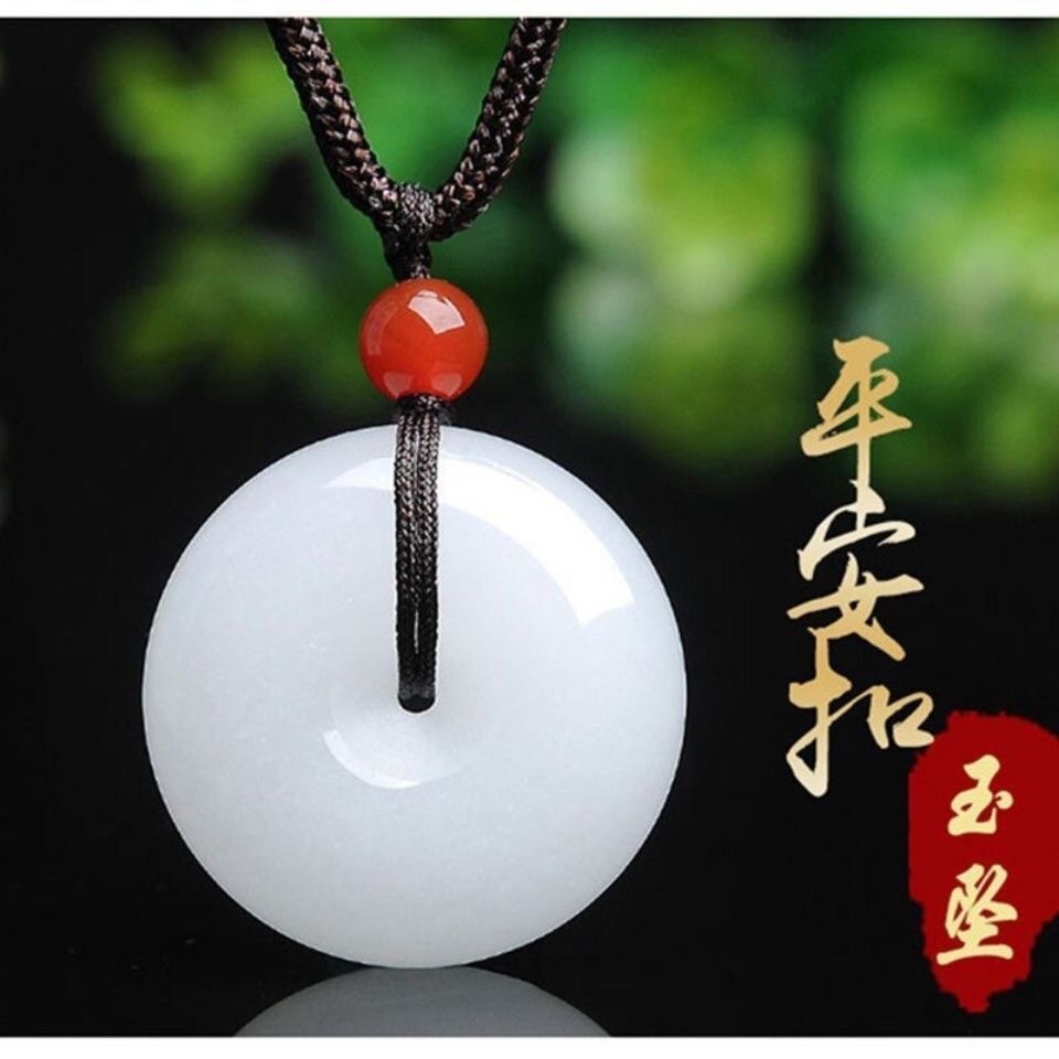 Natural Xinjiang Tianshan jade Ping An buckle pendant goat fat jade-Taobao
