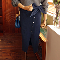 CM Cest moi glancing Japan imported super-elastic fabric waist pleated slit high waist hip skirt now