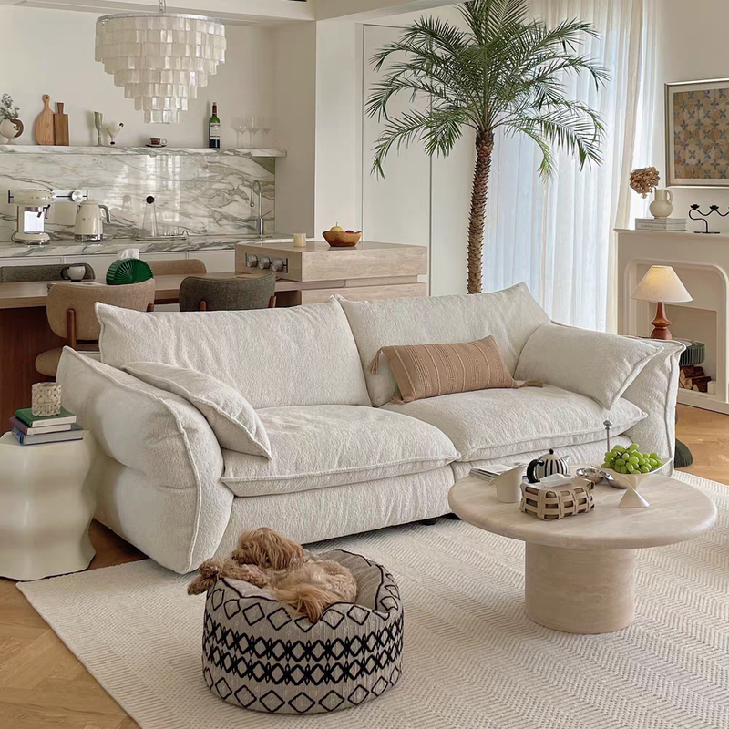 French-Style Retro Removable and Washable Sofa, Dopamine Cream Style, Living Room Small Apartment, Straight-Row Simple Designer Fabric Sofa French-Style Retro Removable and Washable Sofa, Dopamine Cream Style, Living Room Small Apartment, Straight-Row Simple Designer Fabric Sofa