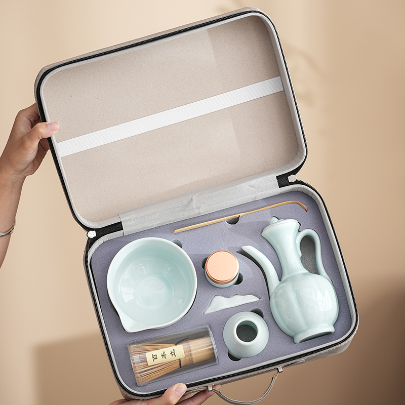 Matcha Tea Set, Tea Ceremony Tools, Ceramic Matcha Bowl, Women's 100-Pronged Tea Whisk, Song Dynasty Tea Stirrer