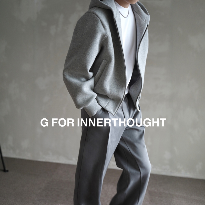 G for Innerthought Cotton Blend Double-Layer Silhouette Hooded Cardigan Zipper Sweatshirt Jacket Gray Men G for Innerthought Cotton Blend Double-Layer Silhouette Hooded Cardigan Zipper Sweatshirt Jacket Gray Men