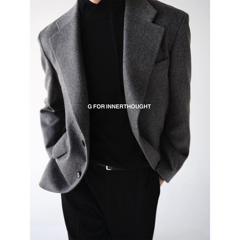 G for Inner Thought | Dingshe Minimalist High-Proportion Cashmere and Mulberry Silk Wide Notch Lapel Blazer