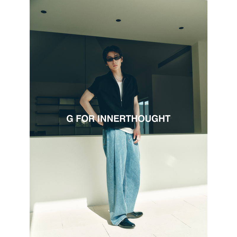 G for Inner Thought | Imported Triacetate Cool Micro-Texture Multi-Layered Fake Two-Piece Short-Sleeved Shirt