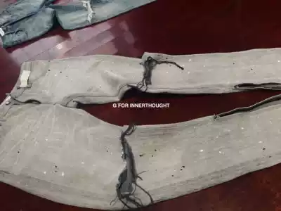 G FOR INNERTHOUGHT limited gray ripped jeans riri zipper non-FOG AMIRI