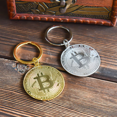 bitcoin B commemorative coin keychain, btc key pendant, Ether coin gold coin pendant, accessory, gift
