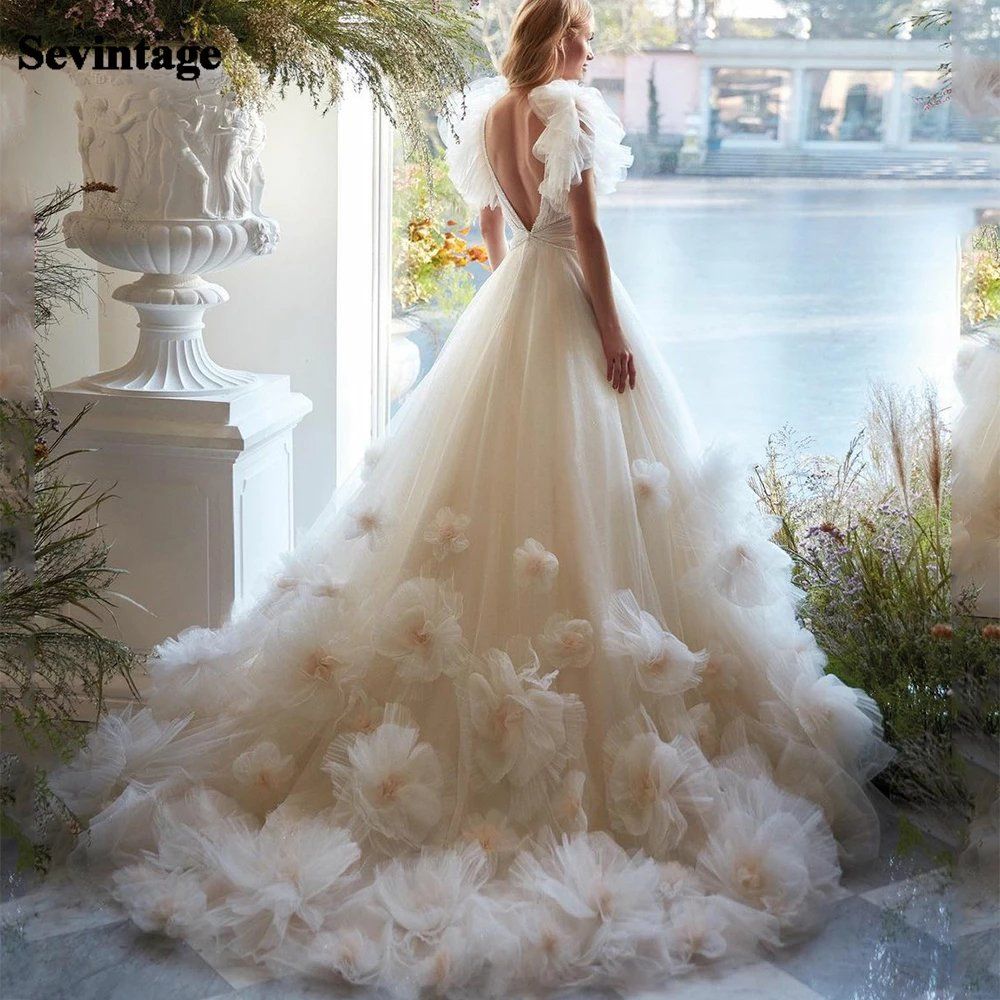 Sevintage Gorgeous Long Prom Dresses 3D Flowers Crystal Appl Sevintage Gorgeous Long Prom Dresses 3D Flowers Crystal Appl