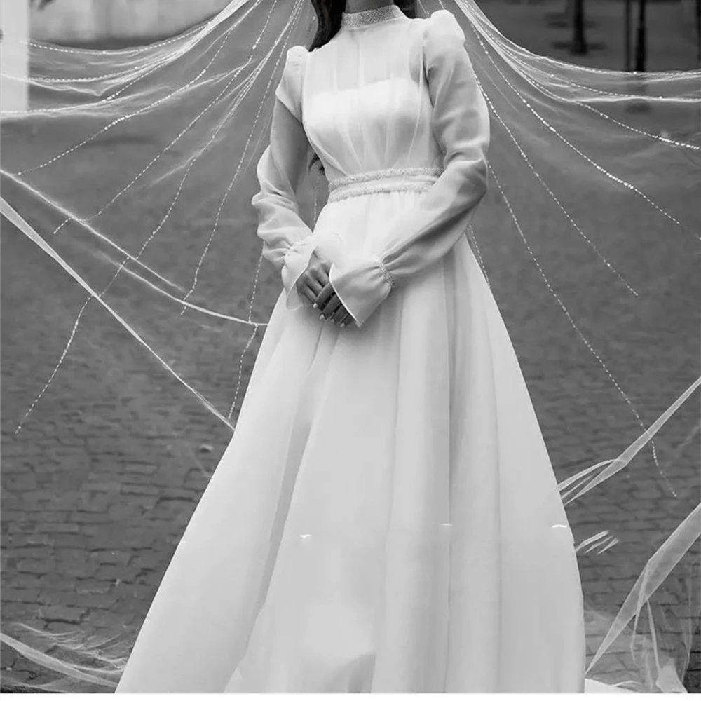 Modest A Line Organza Wedding Dresses Long Sleeves Dubai Ara Modest A Line Organza Wedding Dresses Long Sleeves Dubai Ara