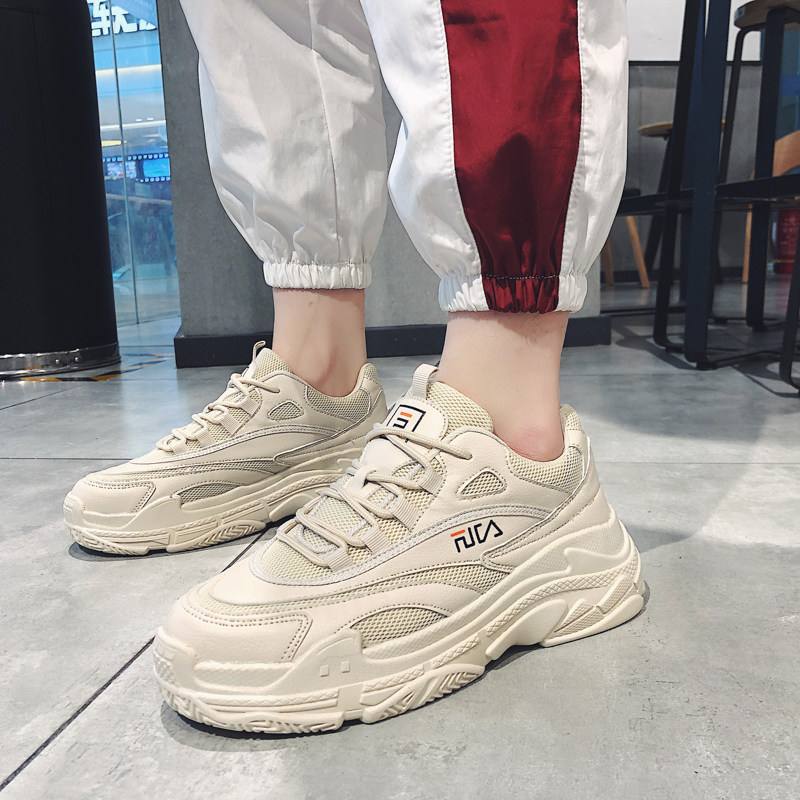 2020 new winter dad men's shoes cotton shoes plus velvet warm sports shoes Korean version of the trend of increasing the tide shoes all-match