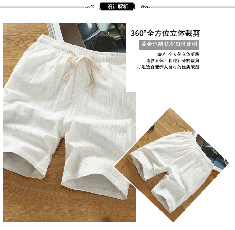 Pajama quần nam mùa hè phần mỏng cotton năm điểm home shorts quần lớn đầu mùa hè kích thước lớn lỏng quần linen