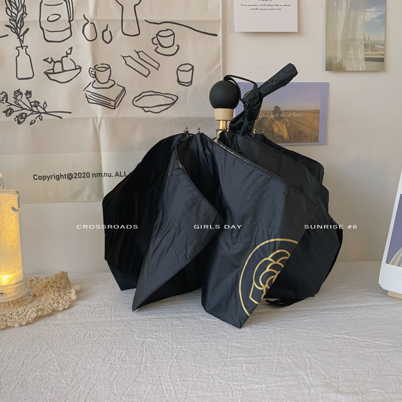 French umbrella female ins simple sunny and rainy dual-use sun umbrella sunscreen anti-UV folding high-end parasol