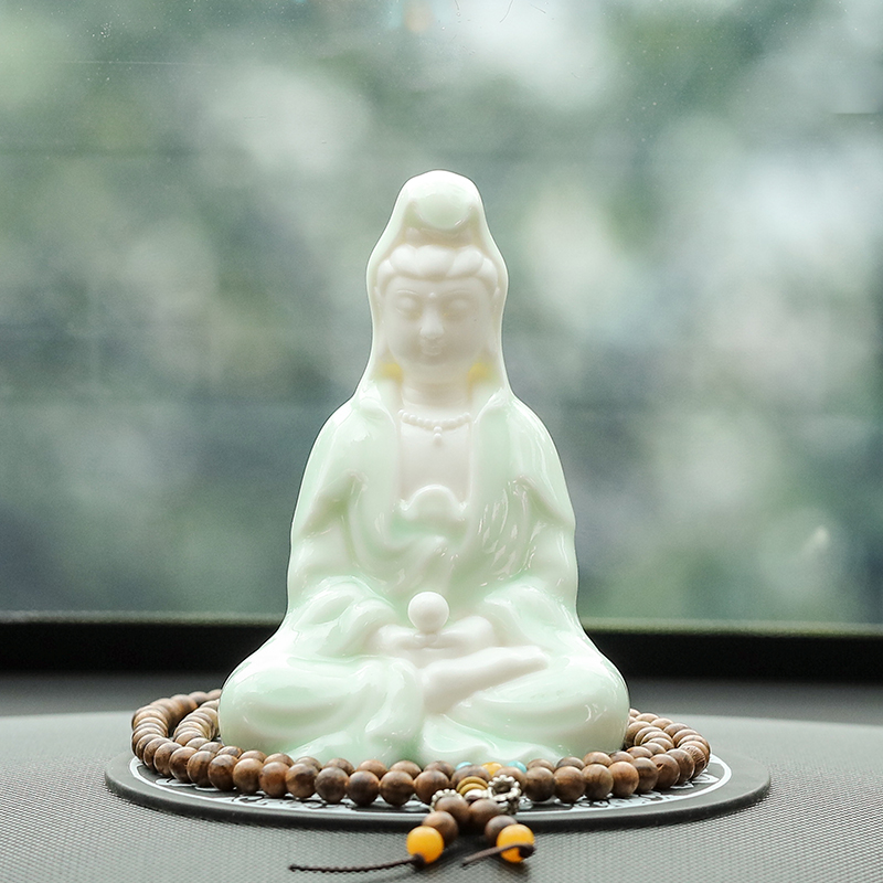 Creative new ceramic Buddha statue Guanyin Bodhisattva Bao Ping An car car ornaments car interior car control decorations