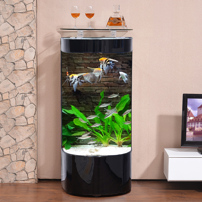 Semi-circular fish tank aquarium small living room home lazy people free of water change ecological goldfish tank to send landscaping turtle tank