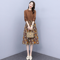 Four Seasons Green Woman Dress New Hangzhou 2022 Spring Collection Waist Cotton Linen Long Sleeve Dress with Slim Fit Slim and Fancy Dress