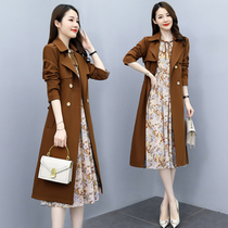 Four Seasons Green Woman Dress New Hangzhou 2021 Fall Crushed Cotton Twist Cotton Linen Long Sleeve Dress dress with long style wind clothes Two sets